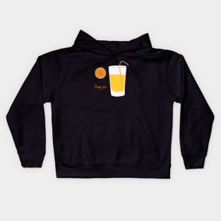 Fruit juice, a glass of orange juice and a straw. Kids Hoodie